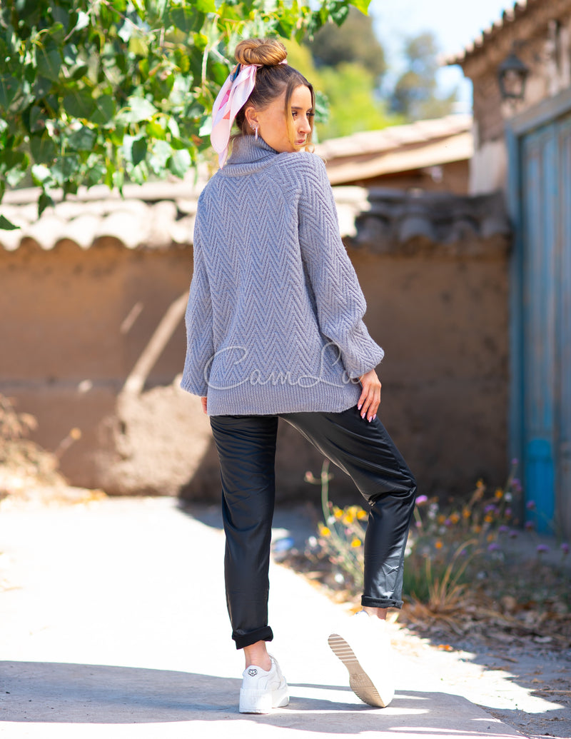 SWEATER ZIG ZAG AL TONO (GRIS)