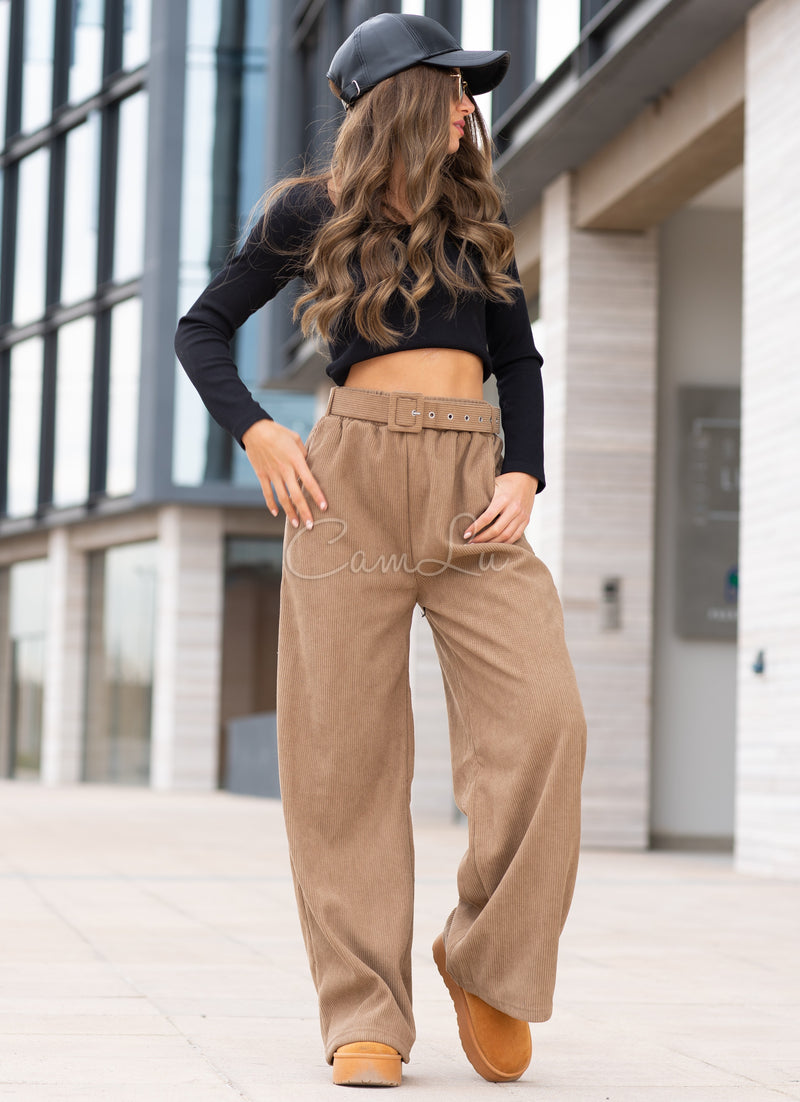 PANTALON COTELE CARGO CON CINTURON (FORRADO POR DENTRO)