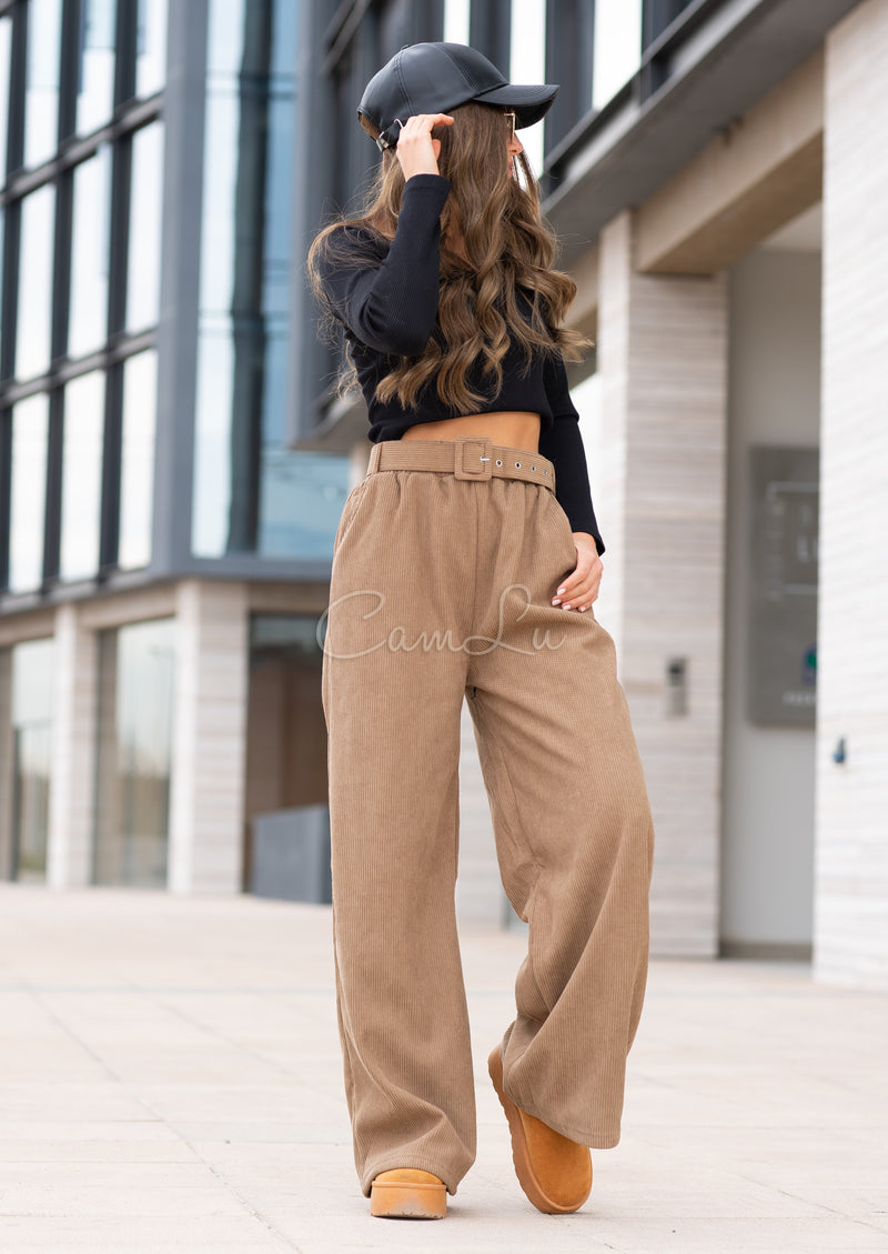 PANTALON COTELE CARGO CON CINTURON (FORRADO POR DENTRO)