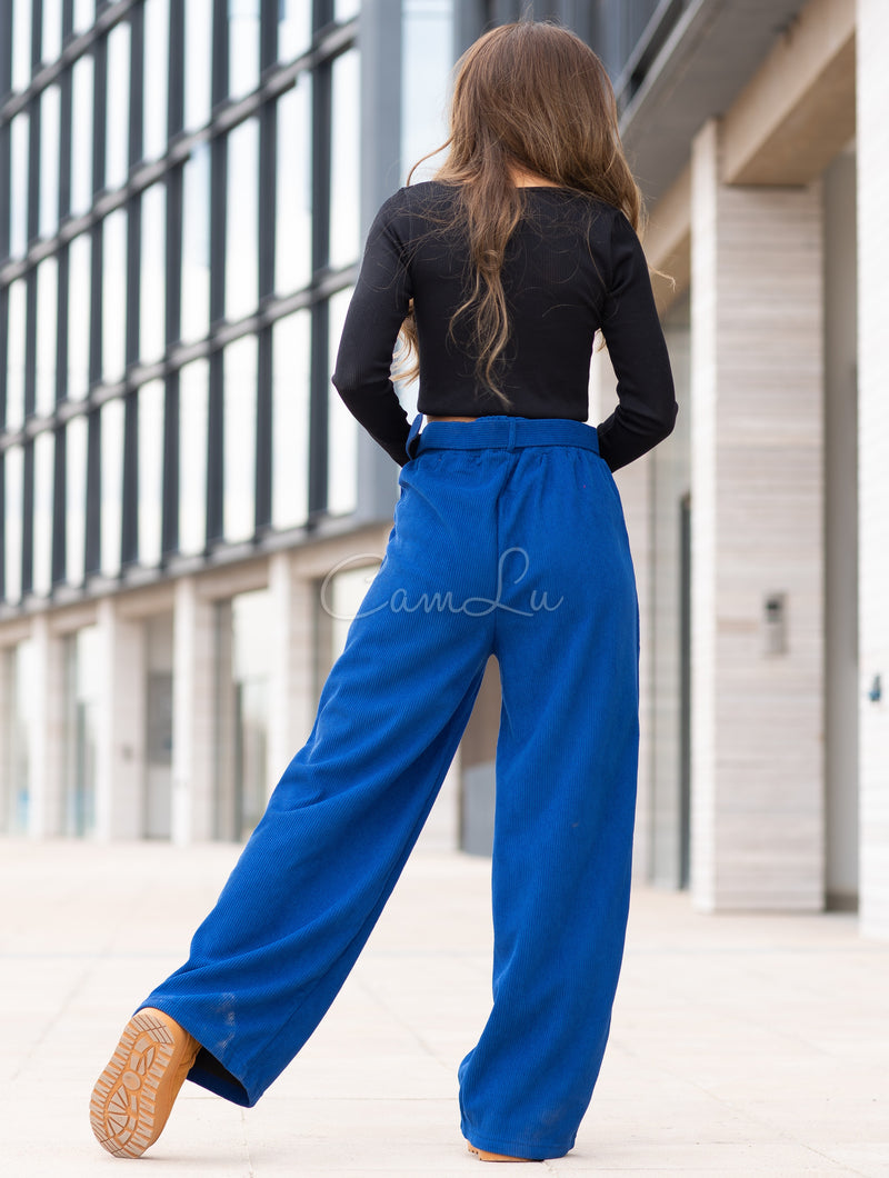 PANTALON COTELE CARGO CON CINTURON (FORRADO POR DENTRO)