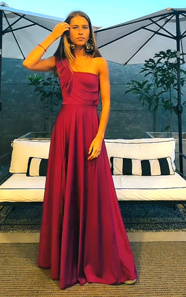 VESTIDO JOSEFINA DOBLE VUELITO FRONTAL FIESTA CONFECCION NACIONAL (MAGENTA)