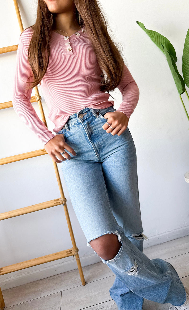POLERA BASIC BOTONES LISTADA