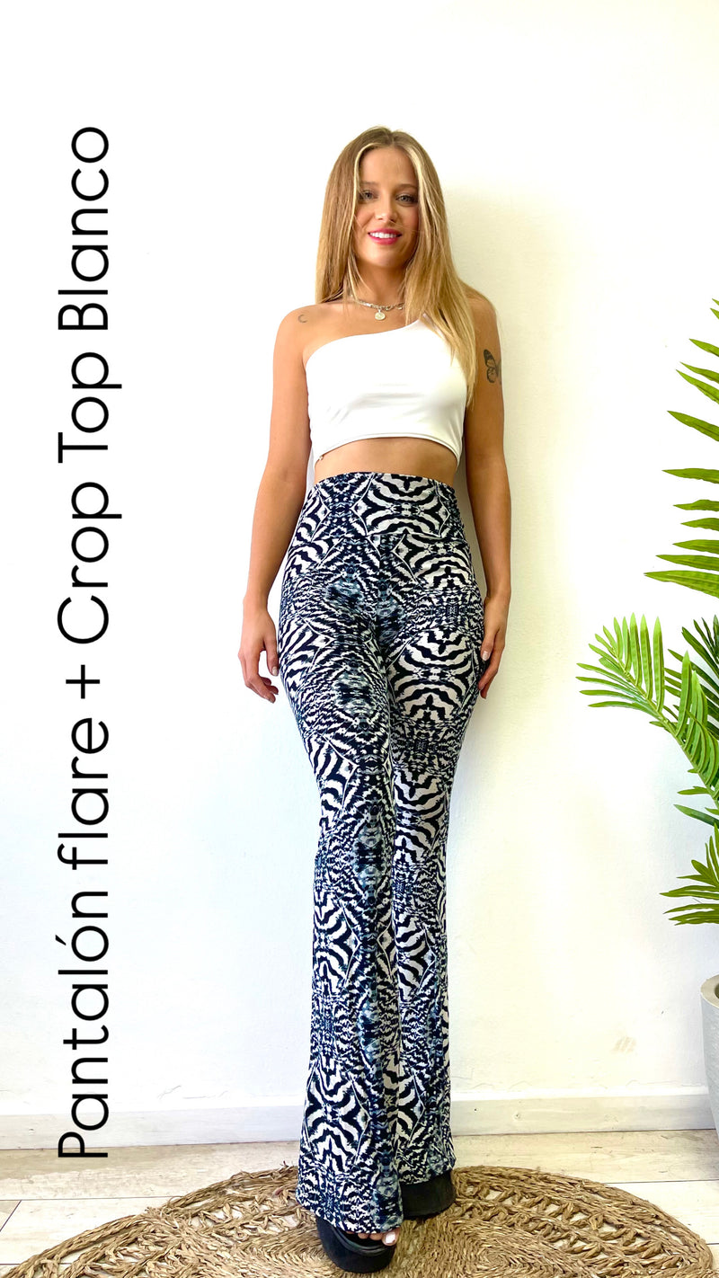 PANTALON FLARE + CROP TOP BASIC