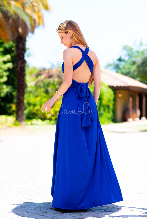 MAXI VESTIDO MULTIFORMA CAMLU(Confeccion nacional)Azul Rey