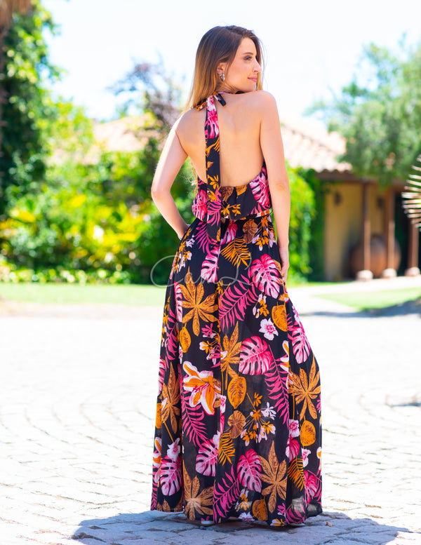 MAXI VESTIDO TROPICAL LAZO INCLUIDO