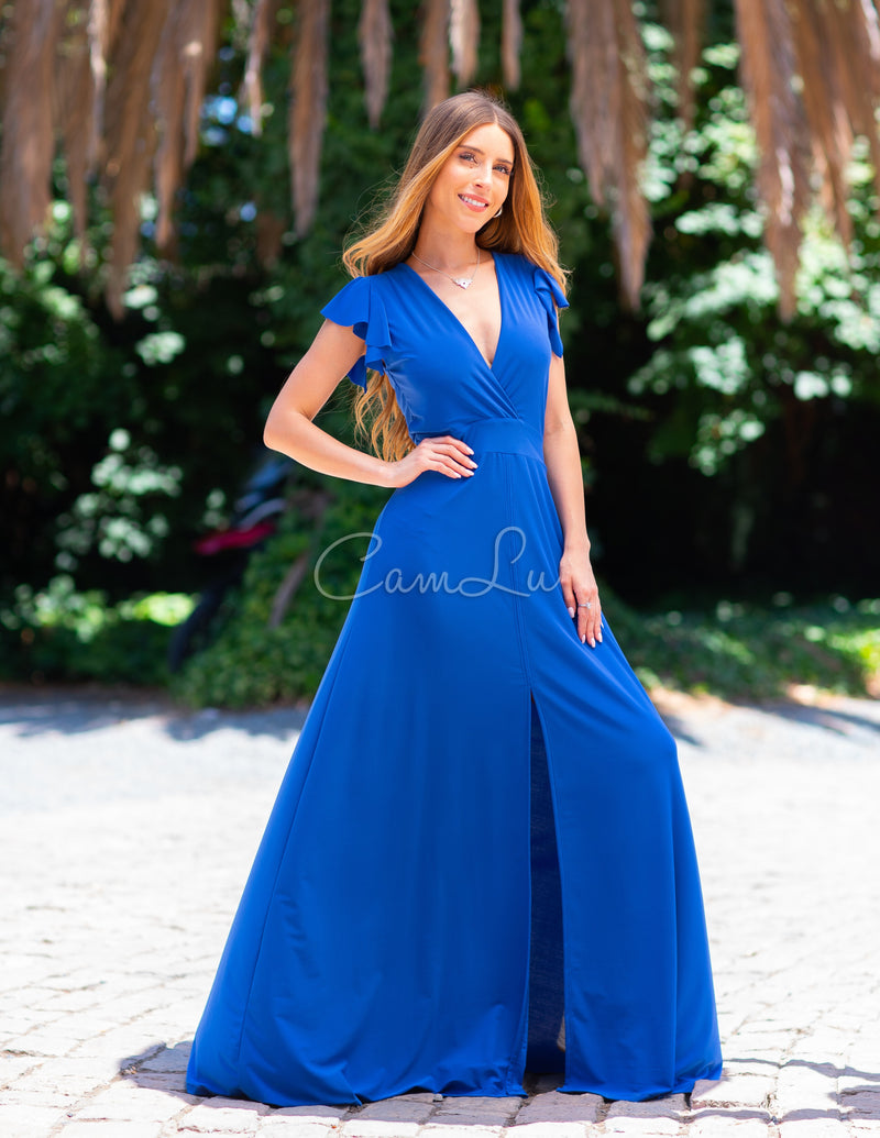 EXCLUSIVO MAXI VESTIDO MANGA VUELITOS ISIDORA (CONFECCION NACIONAL)