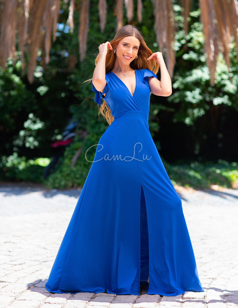 EXCLUSIVO MAXI VESTIDO MANGA VUELITOS ISIDORA (CONFECCION NACIONAL)